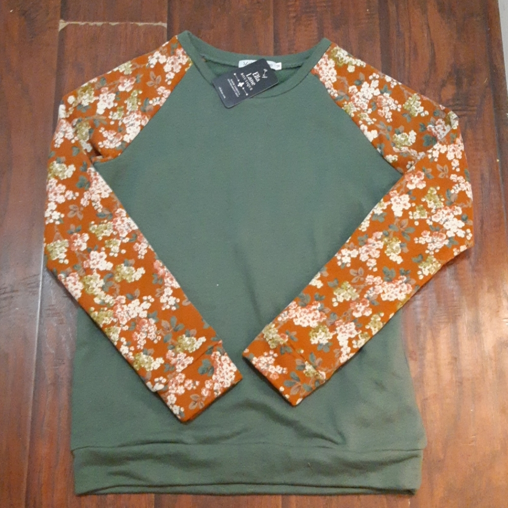 Orange and green floral sweatshirt